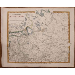 Russia Estonia, Latvia antique atlas map Stieler 1861