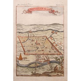 IRAQ NINIUE EUPHRATES RIVER ANTIQUE MAP MALLET 1684