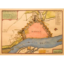Antique map/plan of Mainz Germany, de Fer 1694.