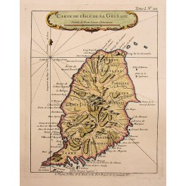  1764 antiquemap Maritime map Grenada Island Bellin