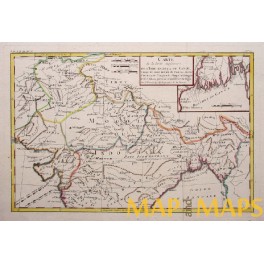 ANTIQUE MAP INDIA MONGOLIA TIBET CHINA SUPERIEURE DE L' INDE BY BOONE 1780
