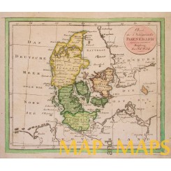 Denmark antique map antik kort John Watch 1800