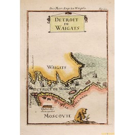 Spitsbergen, Waigat Strait, antique map, Mallet 1719