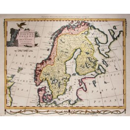Norway Sweden Denmark antique map by Bowen 1780