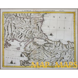 ANTIQUE MAP CONSTANTINOPLE TURLKEY ENVIRONS DE COSTANTINOPLE SANTINI 1778