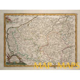 ANTIQUE MAP LA FLANDRE LE HAYAUT BELGIUM OLD ENGRAVING LE ROUGE 1743