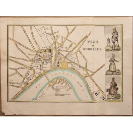 1770 France map Bordeaux, Shepherd on stilts. Hocquart