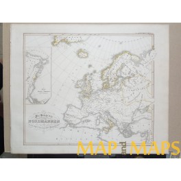  Antique map Normans Vikings Historical Map Iceland Norway Karl Spruner 1846 