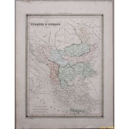 Europe under Turkeys control antique map Vuillemin 1846