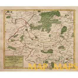 Carte du Brabant Gennepe antique map Belgium Hall by de Vaugondy 1748