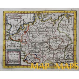 1714 antique map, Germany, Poland, Swiss by Buffier