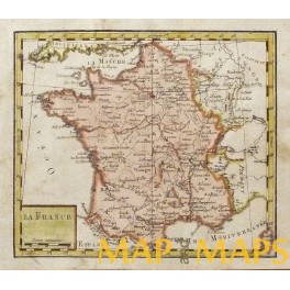 La France old historical map Vaugondy 1750