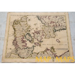 Denmark Danemarc old map De Lisle Covens Mortier 1742 