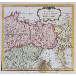 Suite de la Carte de la Sibérie et la Pays de Kamtschatka Old map Bellin 1747