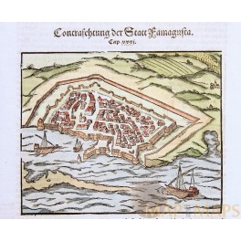FAMAGUSTA CYPRUS Old Woodcut Contrafestung der Statt Famagusta Seb. Munster 1628
