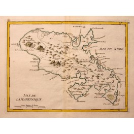Caribbean Martinique Islands old map Le Rouge 1756