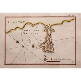Bay & Château de Gallipoli Italy map by Roux 1764