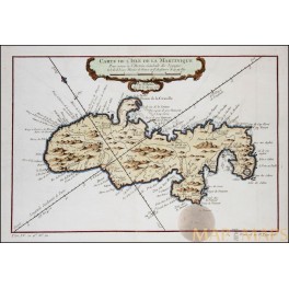 Martinique Old map CARTE DE L’ISLE DE LA MARTINIQUE by Bellin 1758