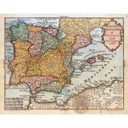 Spain Portugal antique map Tobias Conrad Lotter 1760