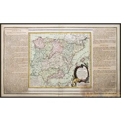 ANTIQUE MAP, SPAIN AND PORTUGAL, BRION DE LA TOUR 1766