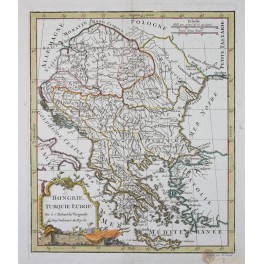 Hungary Hongrie antique old map by Vaugondy 1810 