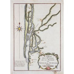 de la Riviere de Sanaga ou Senegal Bellin Old map 1750 