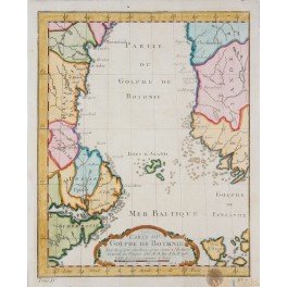 Gulf of Bothnia Sweden Finland Carte du Golphe de Bothnie old map by Bellin 1758