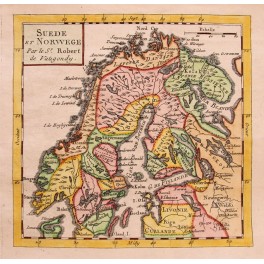 Sweden Finland Norway Livonia old map Vaugondy 1744
