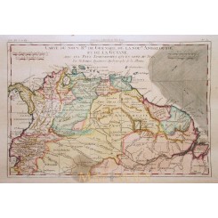 Carte du Nouv Rme de Grenade old map South America Bonne 1787