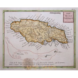 1786 antique map Jamaica, Caribbean by De La Porte 