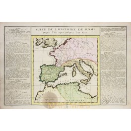 Antique map History of Rome Italy Spain in Europe by Desnos/ la Tour 1783