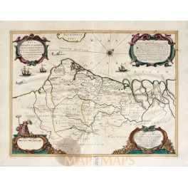 Seltene antike Karte Westflandern Belgien von Nicasius Fabius/Sanderus 1735