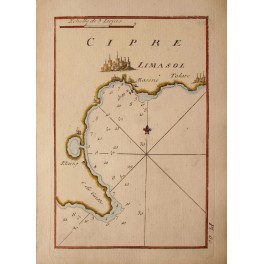 Cyprus Cipre Limasol Fortles antique map Roux 1764