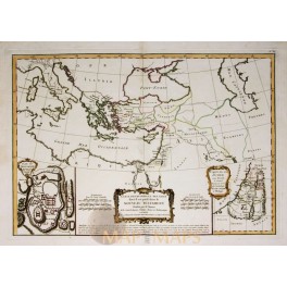 CARTE DES REGIONS ET DES LIEX Jerusalem Judea Asia old map Bonne 1782
