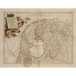North of Netherlands Holland antique map by Zatta 1778