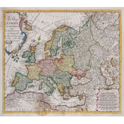 Tabula Geographica Europae Old map Continent Europe Euler 1760