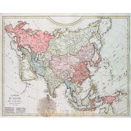 Carte D’Asie Old map of Asia by Poison Baptiste 1810