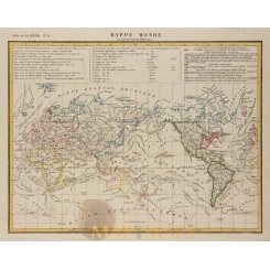 World map Mappe Monde Old map continentents by Georg Heck 1842