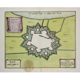 Naarden Antique map Naerden engraved Plan/de Fer 1696