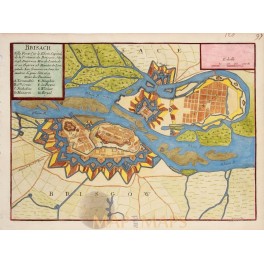 Antique map Breisach am Rhein, Germany. de Fer 1694.