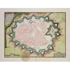 Vercelli Italy Old plan (Verceil Ville forte) De Fer 1696