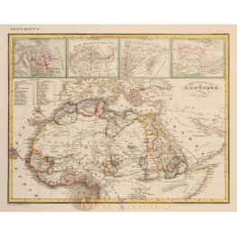 Africa Madagascar St. Helena detailed antique map by Heck 1842