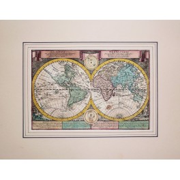 Globus Terrestris Twin Hemisphere antique map by Schreibern 1730 