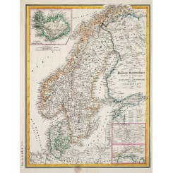 Scandinavia Iceland Norway map by Johann Heck 1842