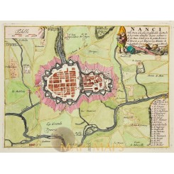 Nancy fortified city France Nanci Ville.. de Fer 1696