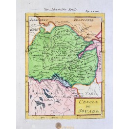 SWABIA SCHWABEN GERMANY ANTIQUE MAP CERCLE DE SOUABE BY MALLET 1686