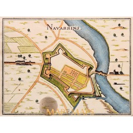 MERIAN NAVARRINS France Fortification copper plan 1661 