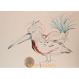 7. Bird Art Print Limited Edition original pastel. Vögel 1959