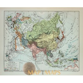Antique Old Map Asia, China, Philippines, Siam, Indonesia 1905