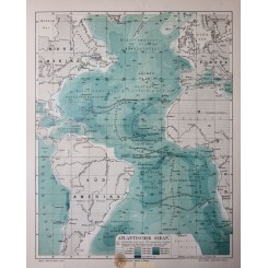 ANTIQUE MAP ATLANTIC OCEAN MEYERS 1905.